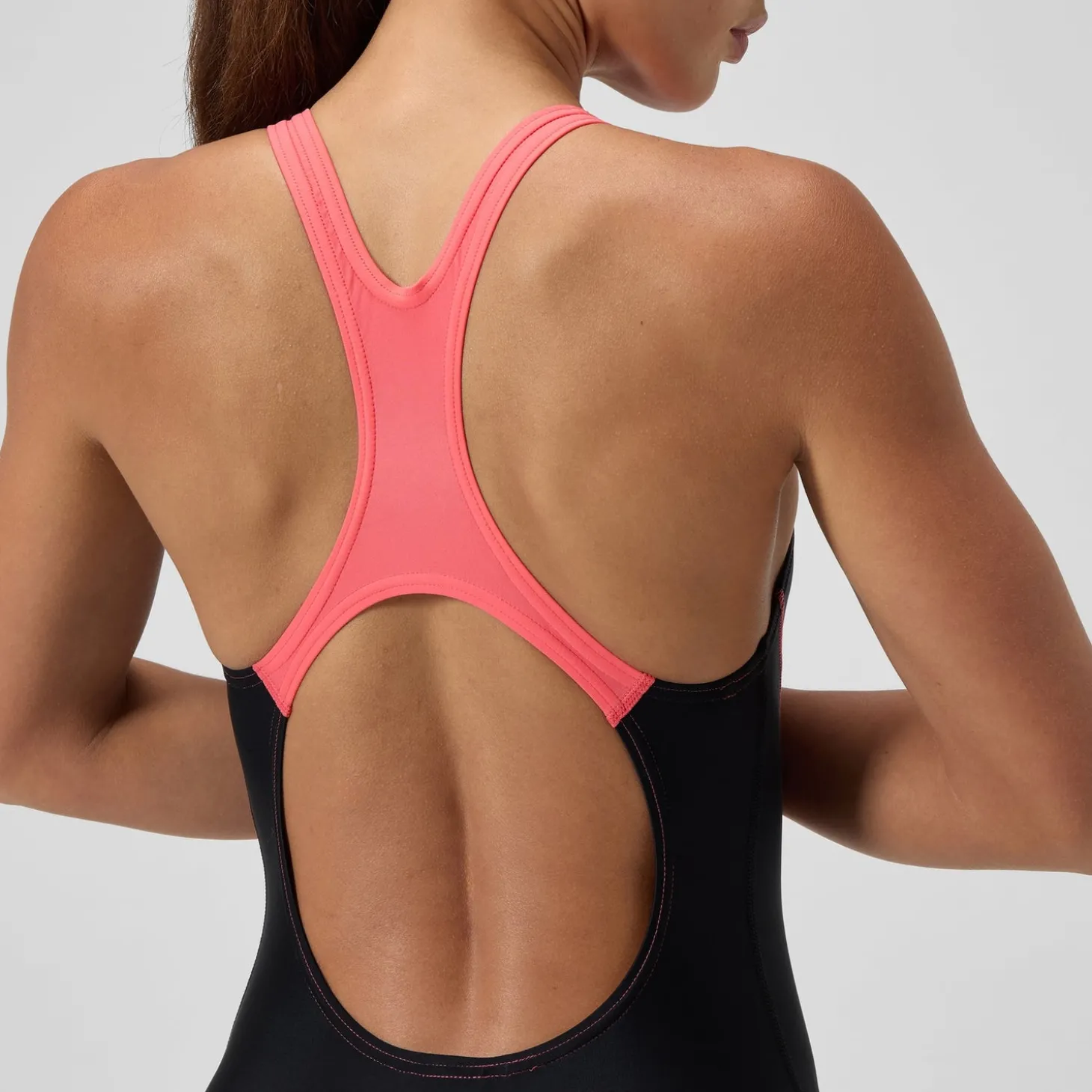 Cheap Maillot de bain Femme Medley Logo noir/corail Femme Maillots 1 Pièce