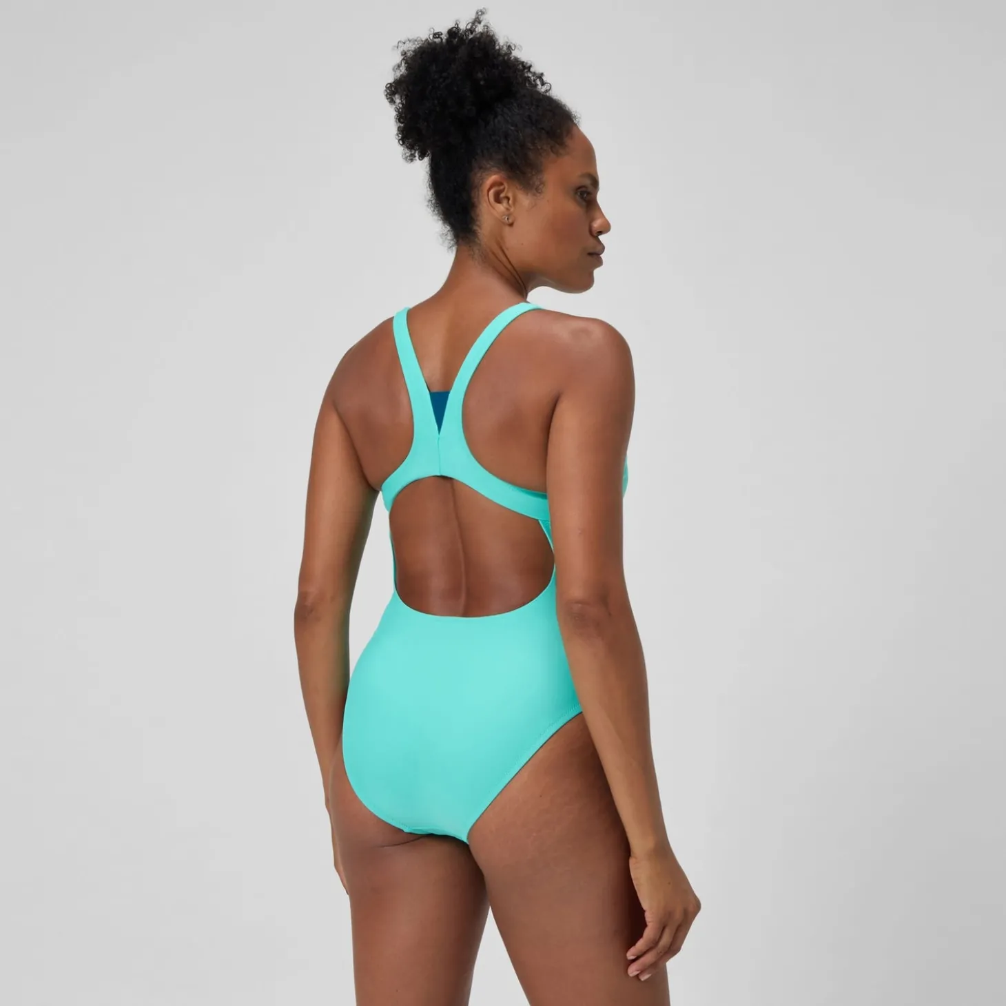 Best Sale Maillot de bain Femme Solid à col haut turquoise Femme Maillots 1 Pièce