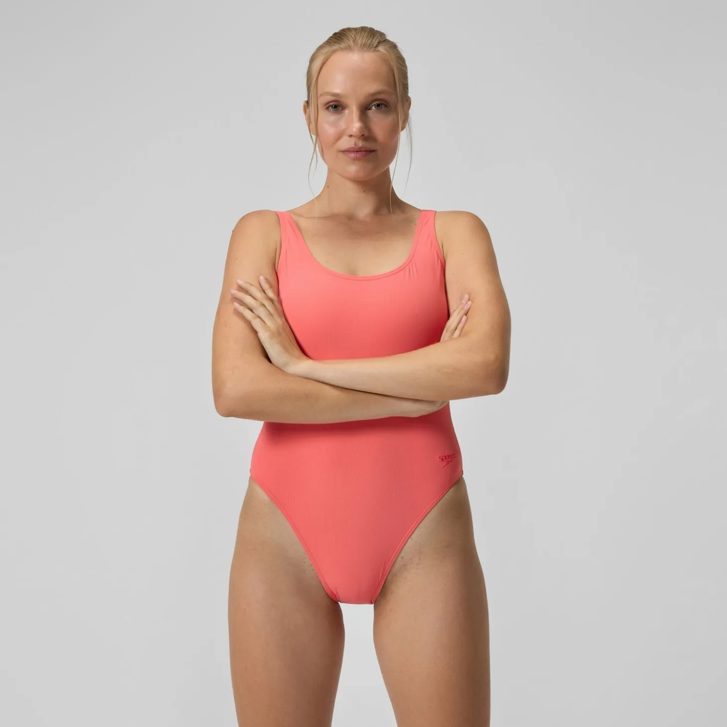 Store Maillot de bain Femme texturé à dos en U Deep corail Femme Maillots 1 Pièce