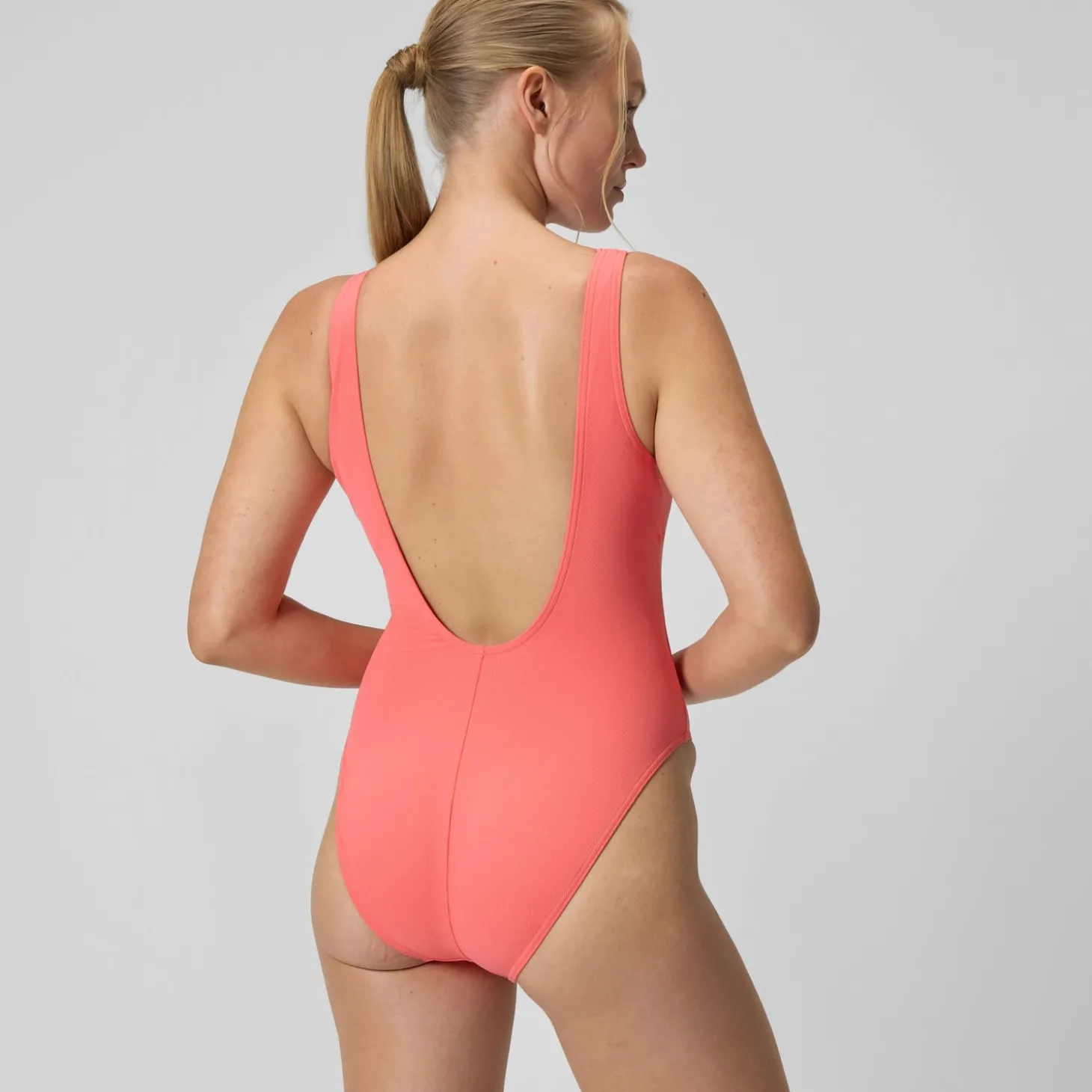 Store Maillot de bain Femme texturé à dos en U Deep corail Femme Maillots 1 Pièce