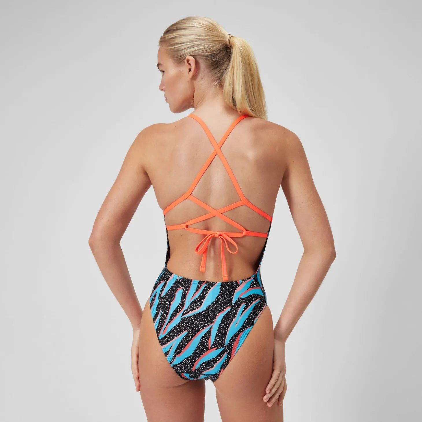 Best Maillot de bain Femmes à nouer dans le dos Allover Digital pour Femmes Noir/Bleu picton/Rouge sirène Femme Maillots 1 Pièce