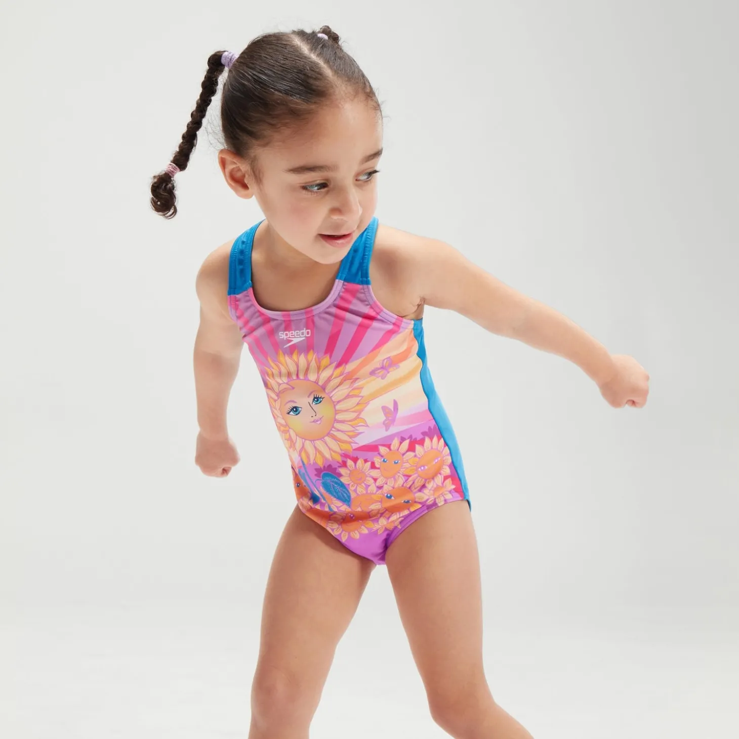 Cheap Maillot de bain Fille à imprimé numérique Orange/Violet Enfant Maillots De Bain