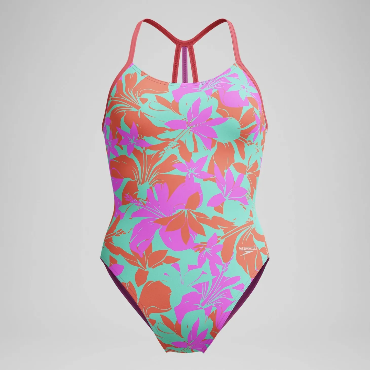 Flash Sale Maillot de bain Fille Club Training imprimé Lane Line Back rose/vert Enfant Maillots De Bain