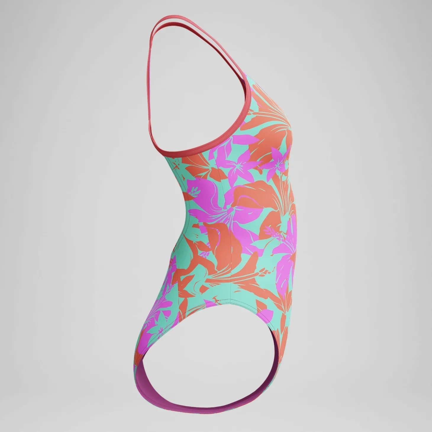 Flash Sale Maillot de bain Fille Club Training imprimé Lane Line Back rose/vert Enfant Maillots De Bain