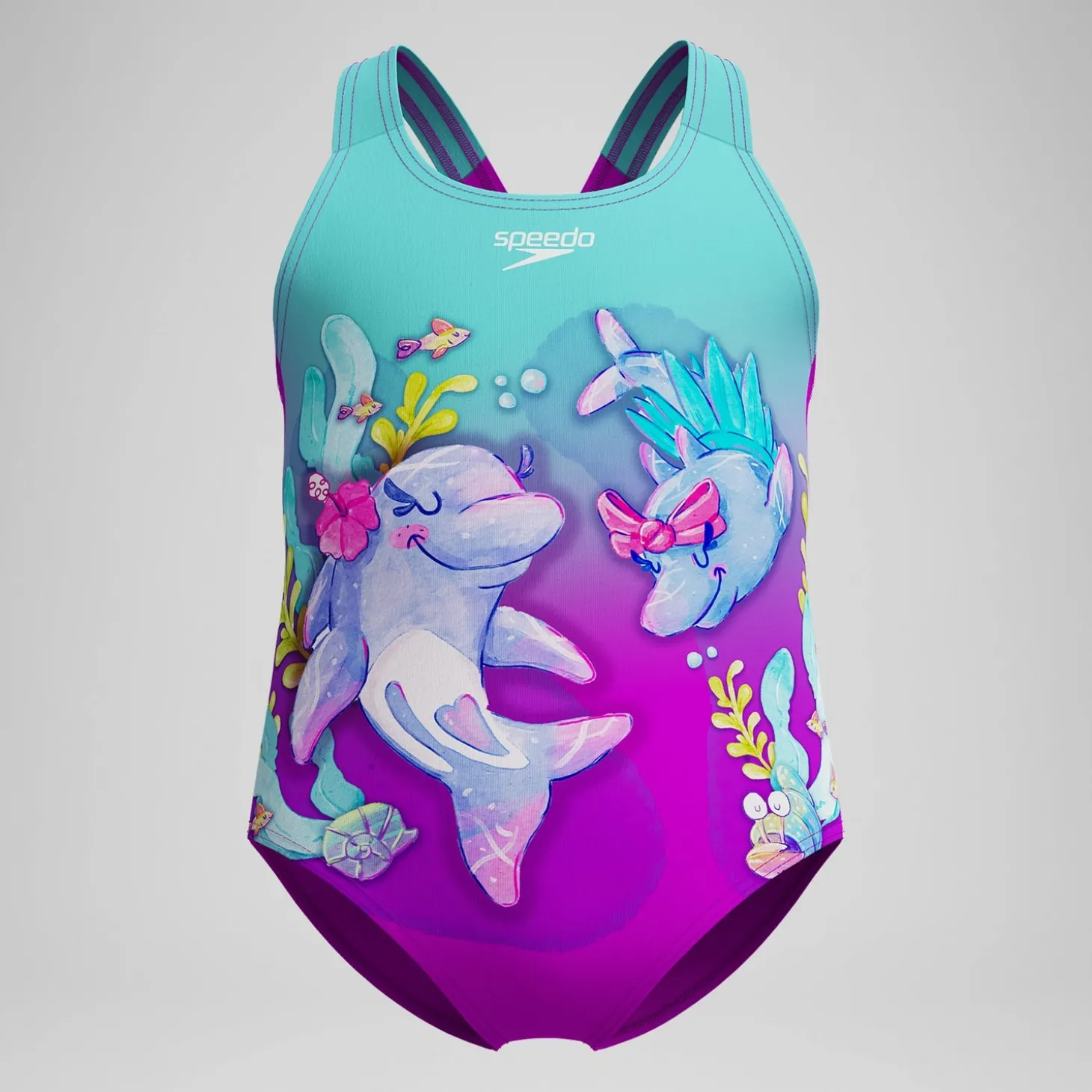 Outlet Maillot de bain Fille imprimé numérique violet/turquoise Enfant Maillots De Bain