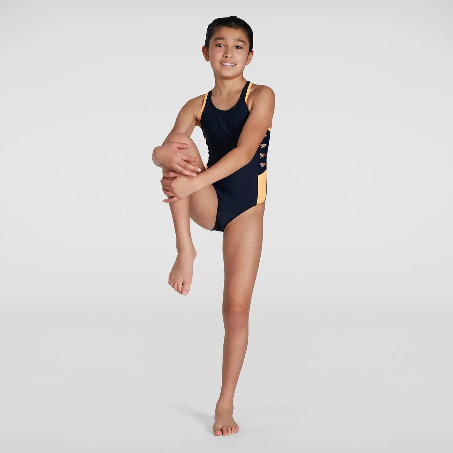 Cheap Maillot de bain Fille Splice Muscleback logo Boom bleu/orange Enfant Maillots De Bain