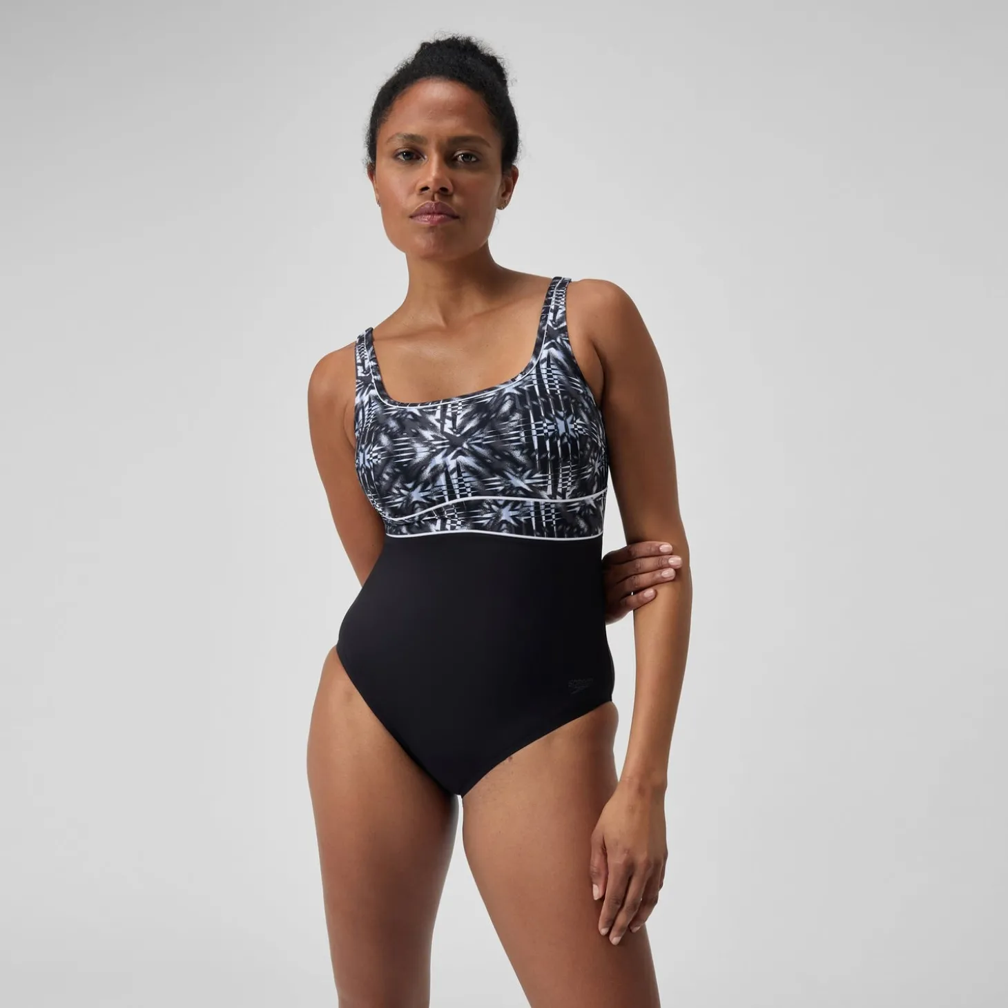 Cheap Maillot de bain gainant Femmes à imprimé Contour Eclipse pour Femmes Noir/Gris oxydé/Blanc Femme Maillots Galbant