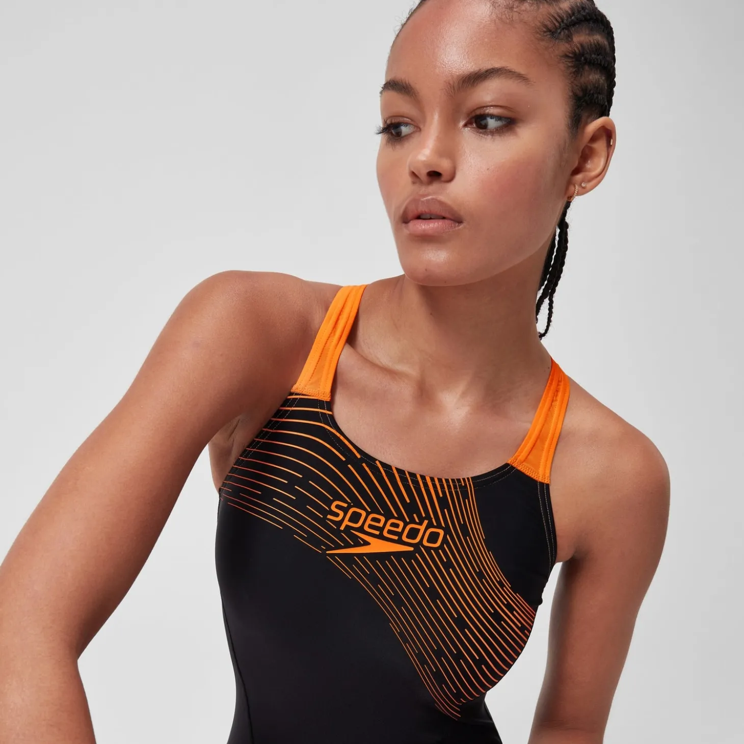 Best Maillot de bain 1 pièce Femmes Medley Logo pour Femmes Noir/Nectarine Femme Maillots 1 Pièce