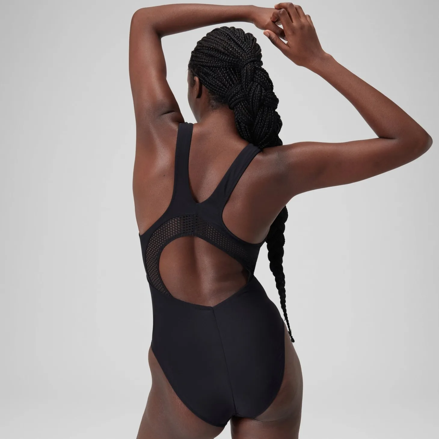 Fashion Maillot de bain uni ras de cou échancré Femme Gris foncé Femme Maillots 1 Pièce