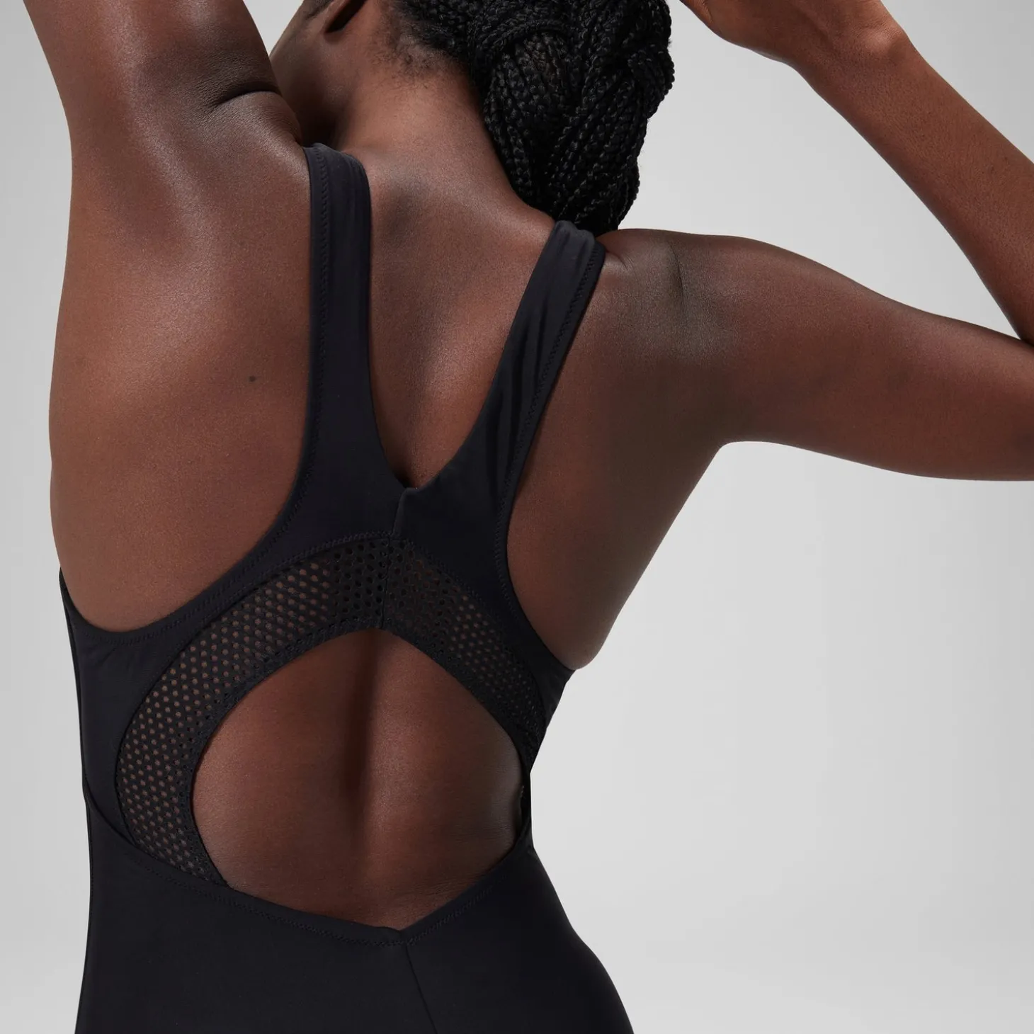 Fashion Maillot de bain uni ras de cou échancré Femme Gris foncé Femme Maillots 1 Pièce