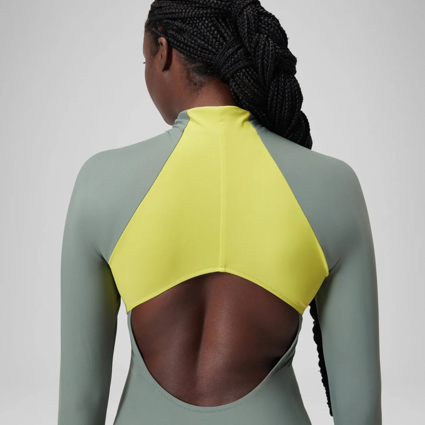 Discount Maillot de bain zippé à manches longues Colorblock Femme vert Femme Maillots 1 Pièce