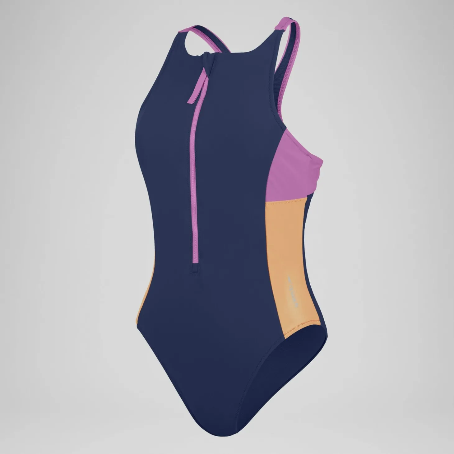 Discount 1 pièce color-block zippé pour Femmes Bleu céruléen Femme Maillots 1 Pièce