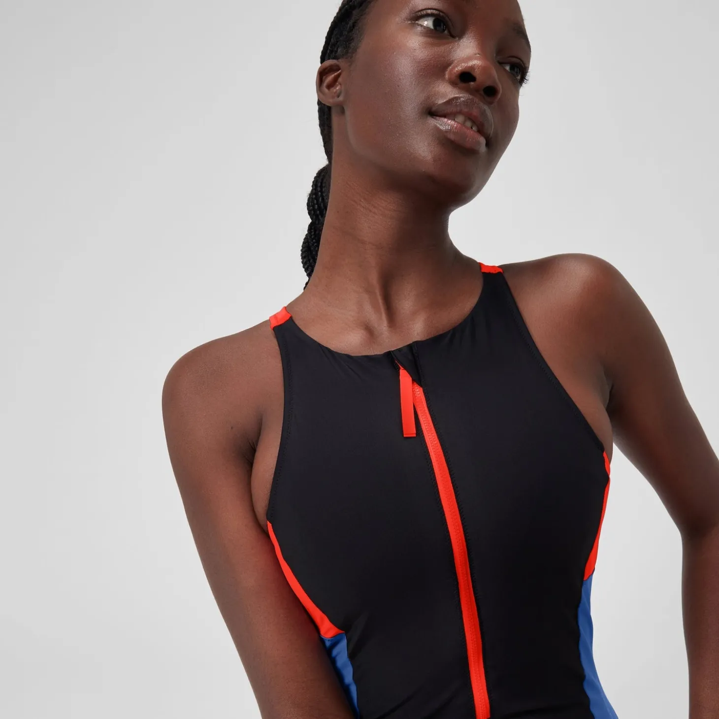 New 1 pièce color-block zippé pour Femmes Dragon Fire Femme Maillots 1 Pièce
