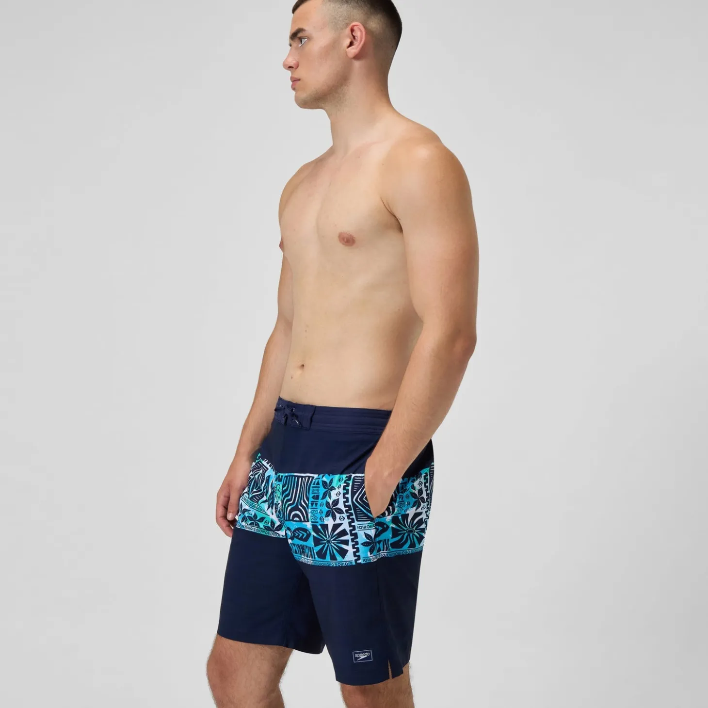 Cheap Short de bain Bondi imprimé 50 cm, hommes, bleu marine/bleu Homme Shorts De Bain