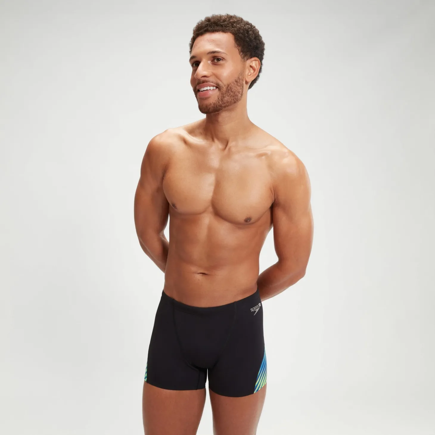 Store Short de bain homme coupe en V Allover Digital Noir/bleu Homme Aquashorts