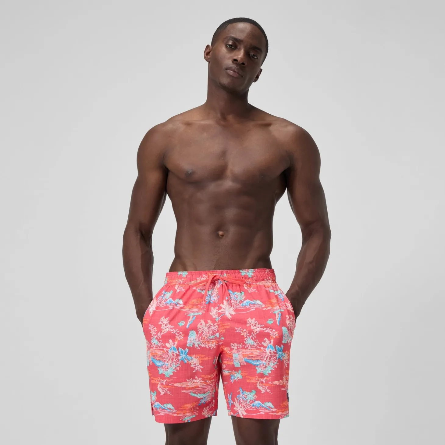 Cheap Short de bain Redondo Edge imprimé 45 cm, hommes, orange/bleu Homme Shorts De Bain