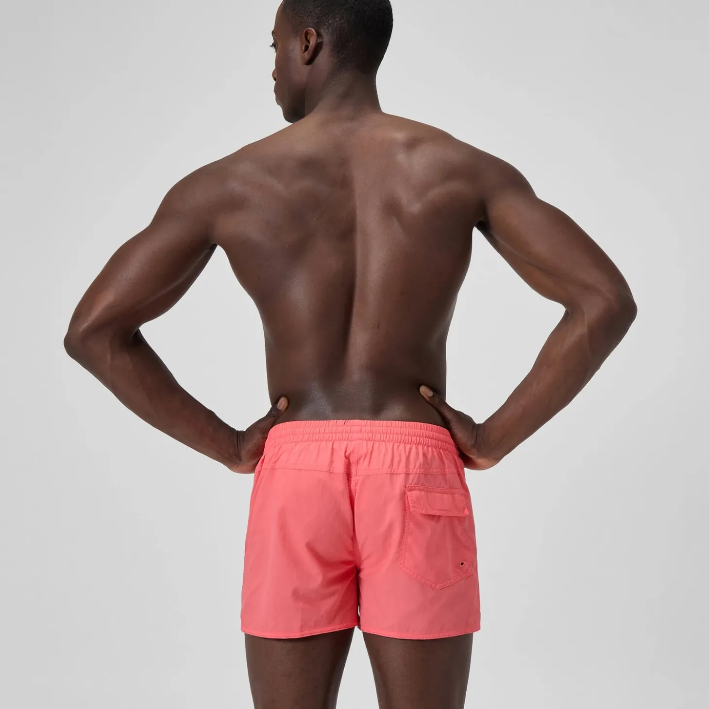 Online Short de bain Retro uni 33 cm, hommes, corail Homme Shorts De Bain