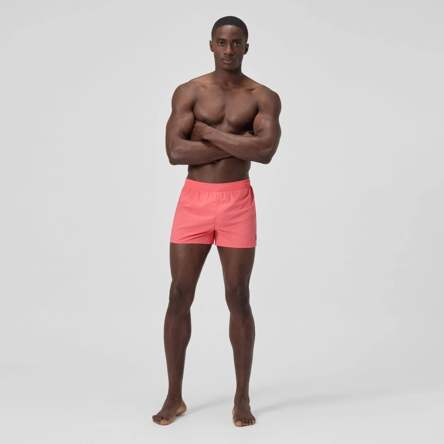Online Short de bain Retro uni 33 cm, hommes, corail Homme Shorts De Bain