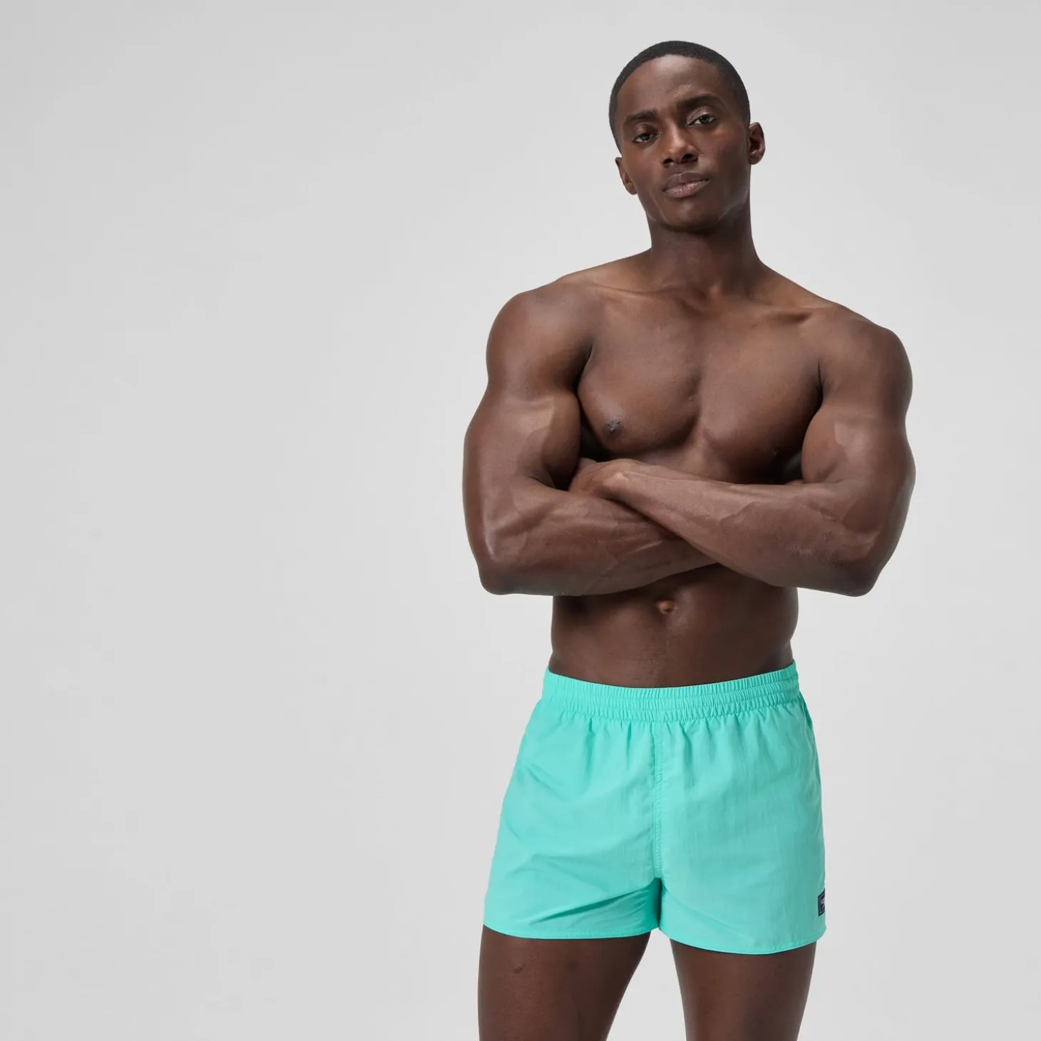 Hot Short de bain Retro uni 33 cm, hommes, turquoise Homme Shorts De Bain