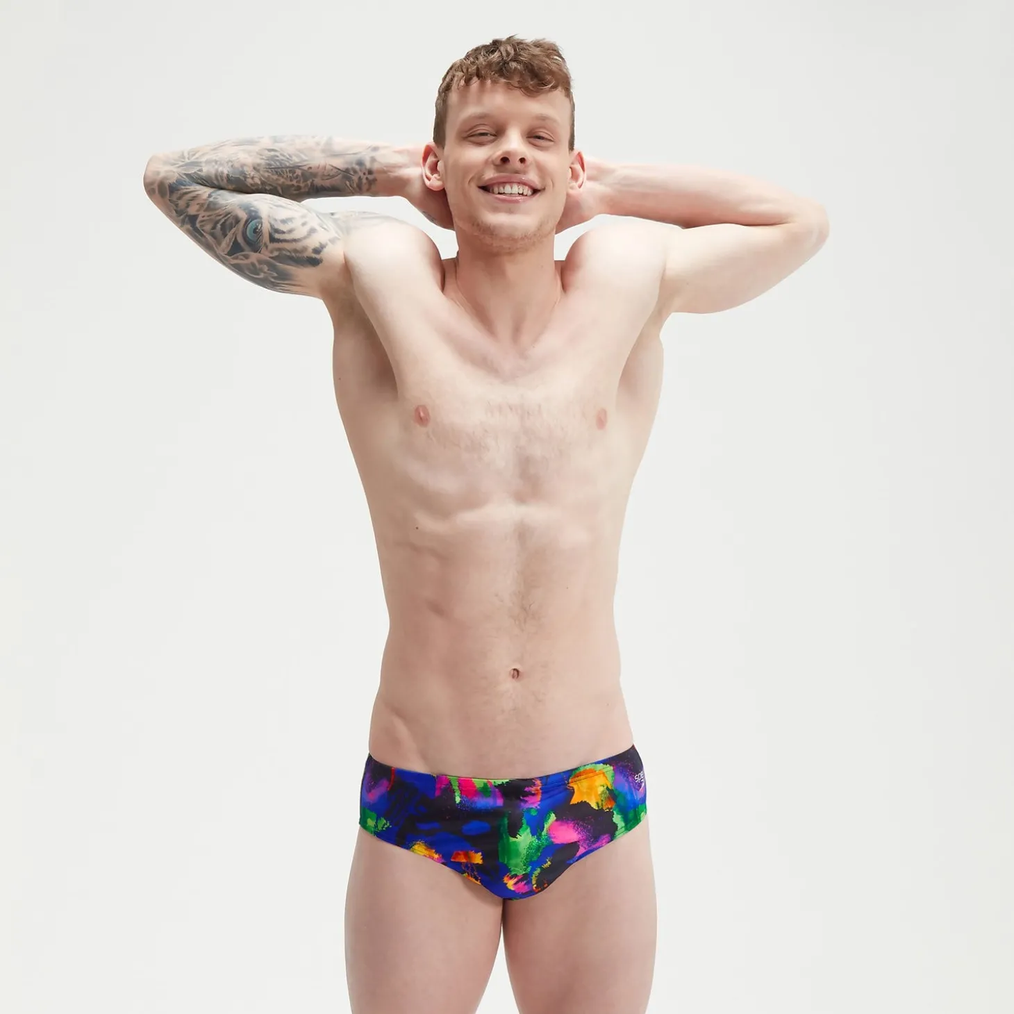 Store Slip de bain Homme Club Training Allover Digital 8 cm noir/mangue Homme Slips De Bain