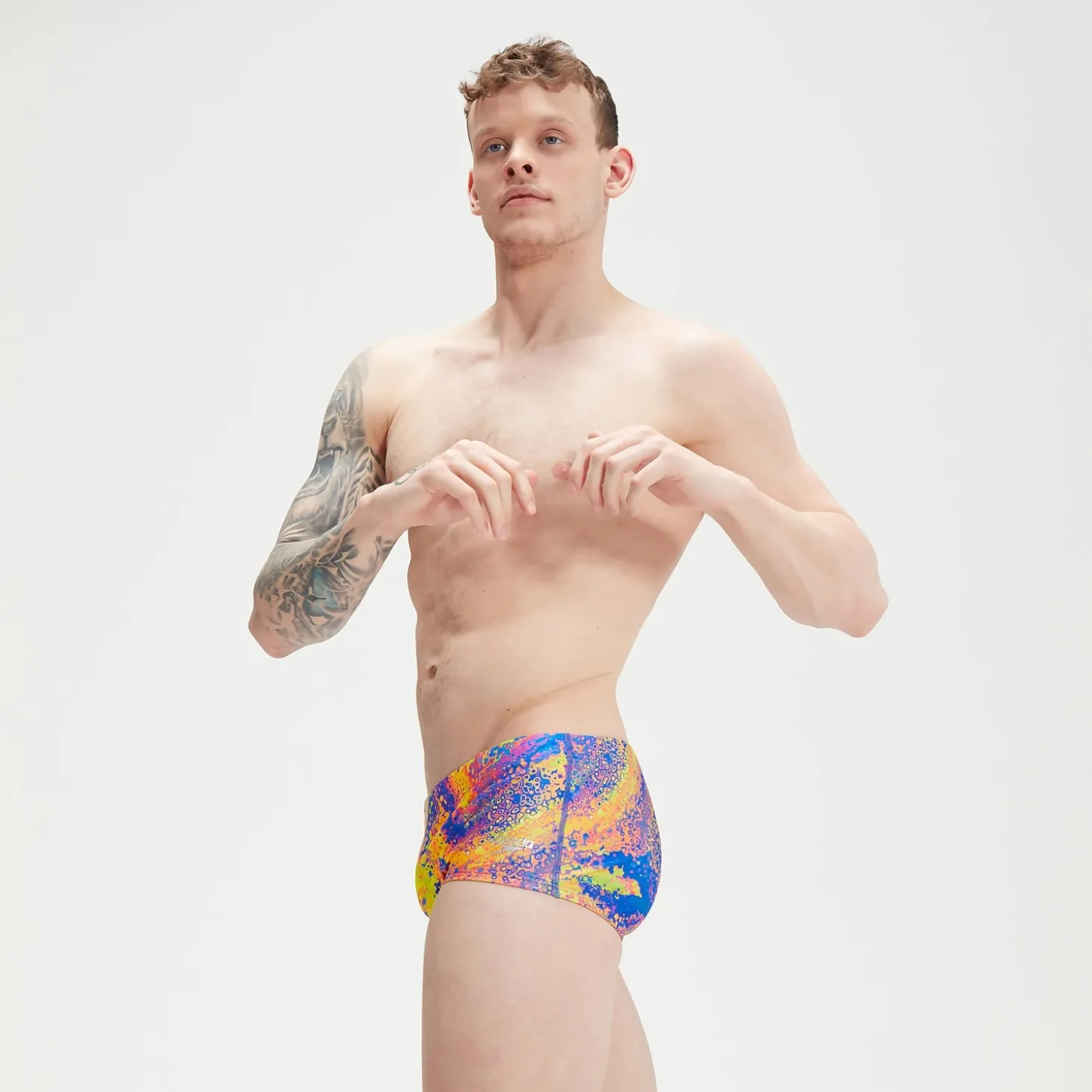 Fashion Slip de bain Homme Club Training Allover Digital 17 cm vert/mangue Homme Slips De Bain