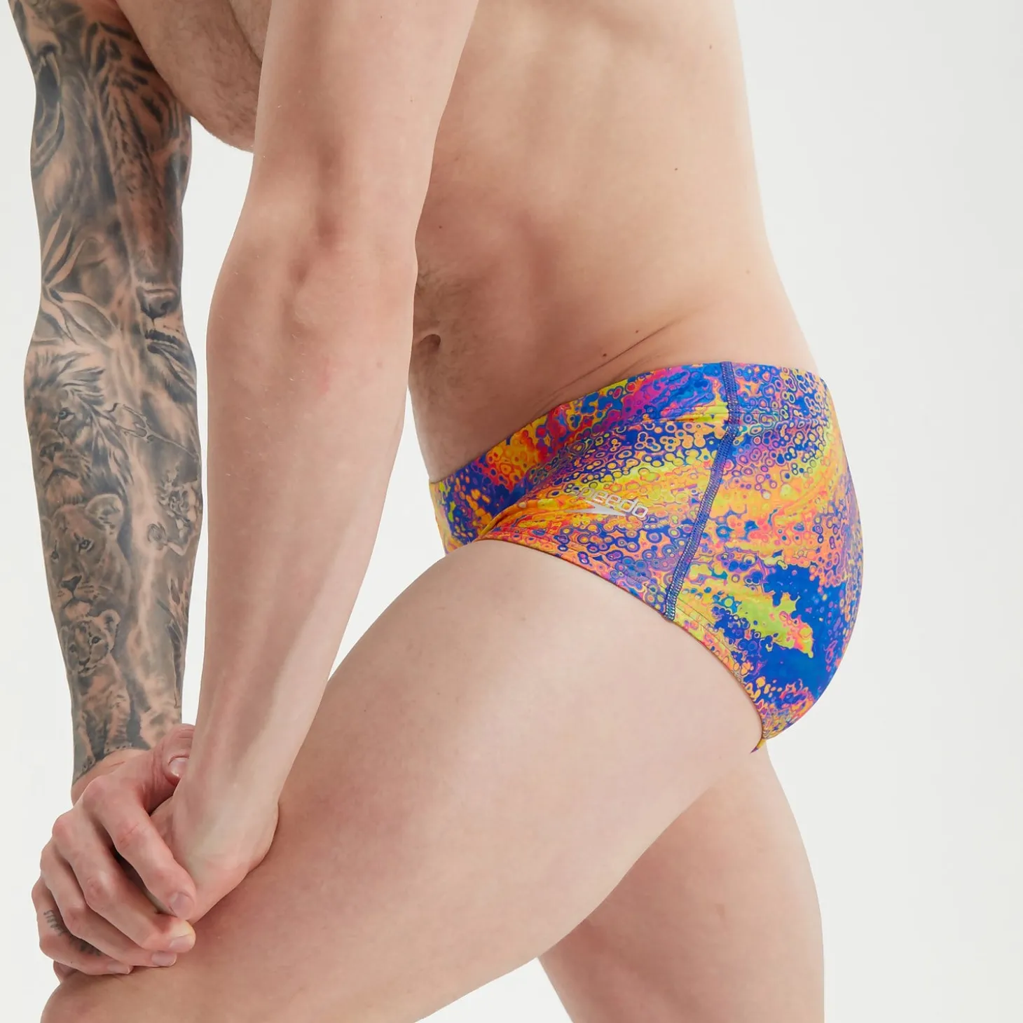 Fashion Slip de bain Homme Club Training Allover Digital 17 cm vert/mangue Homme Slips De Bain