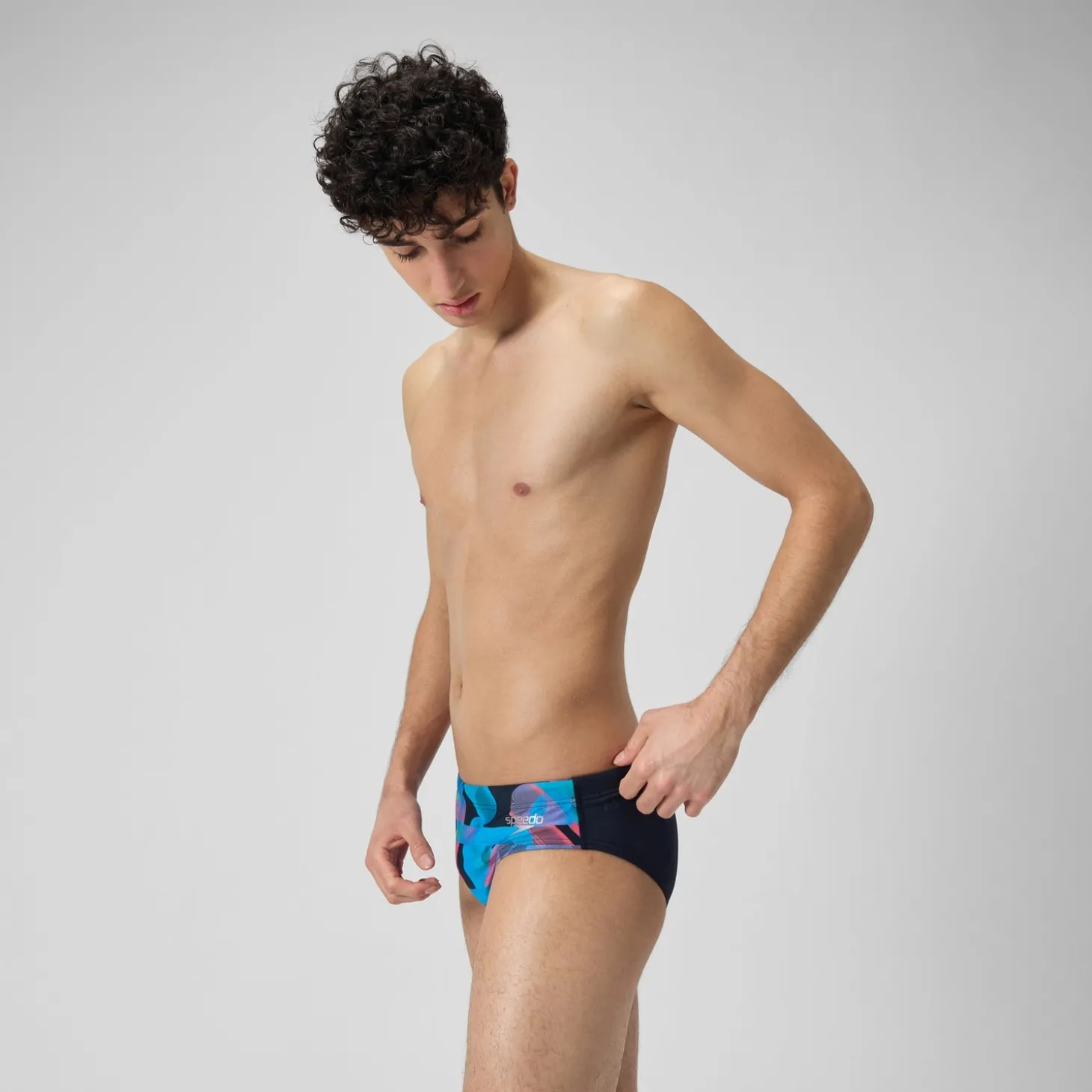 Discount Slip de bain Hommes 7 cm Allover Digital pour Hommes Bleu marine profond/Rouge sirène Homme Slips De Bain