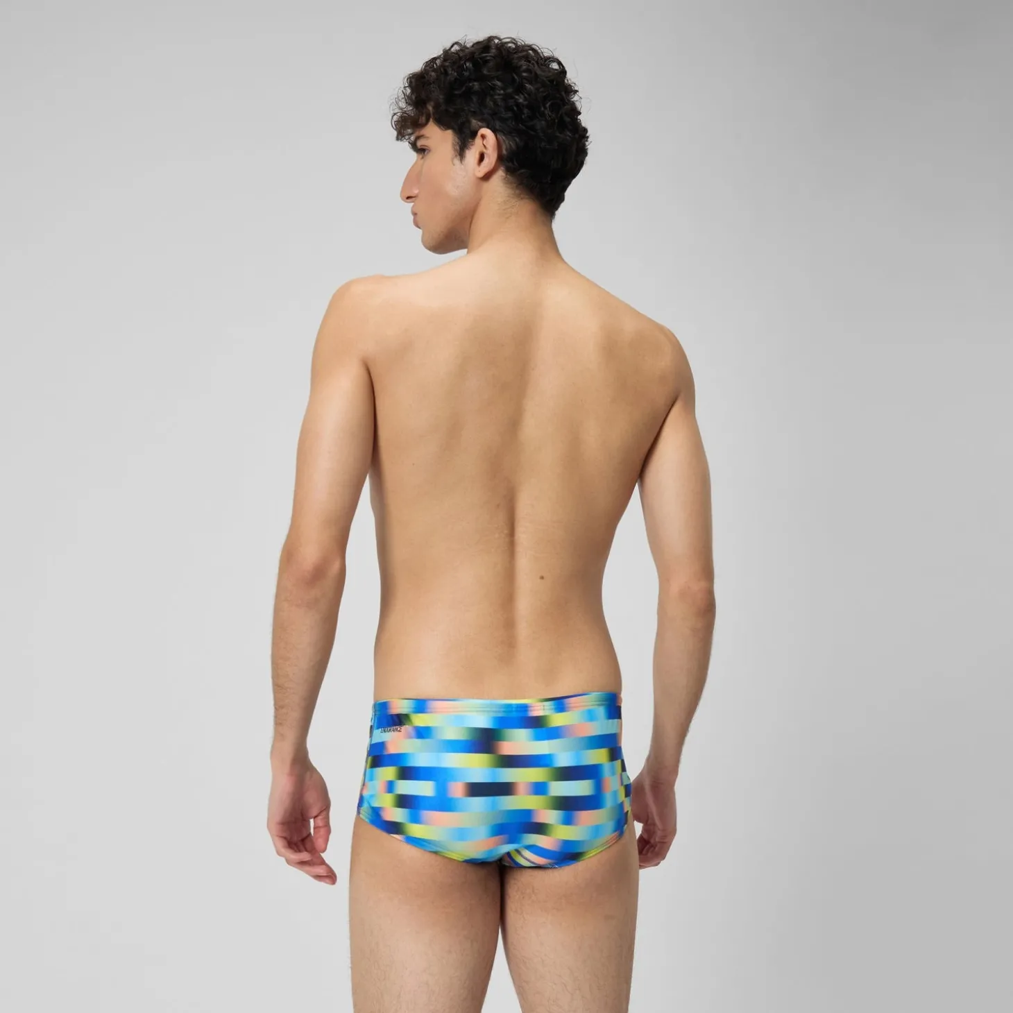 New Slip de bain Hommes Allover Digital 14 cm pour Hommes Bleu picton/Jus de citron Homme Slips De Bain