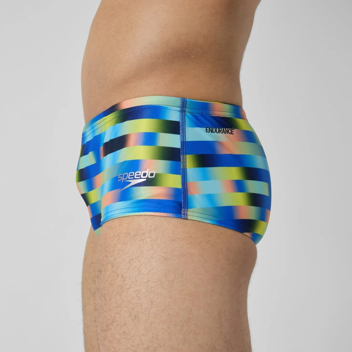 New Slip de bain Hommes Allover Digital 14 cm pour Hommes Bleu picton/Jus de citron Homme Slips De Bain