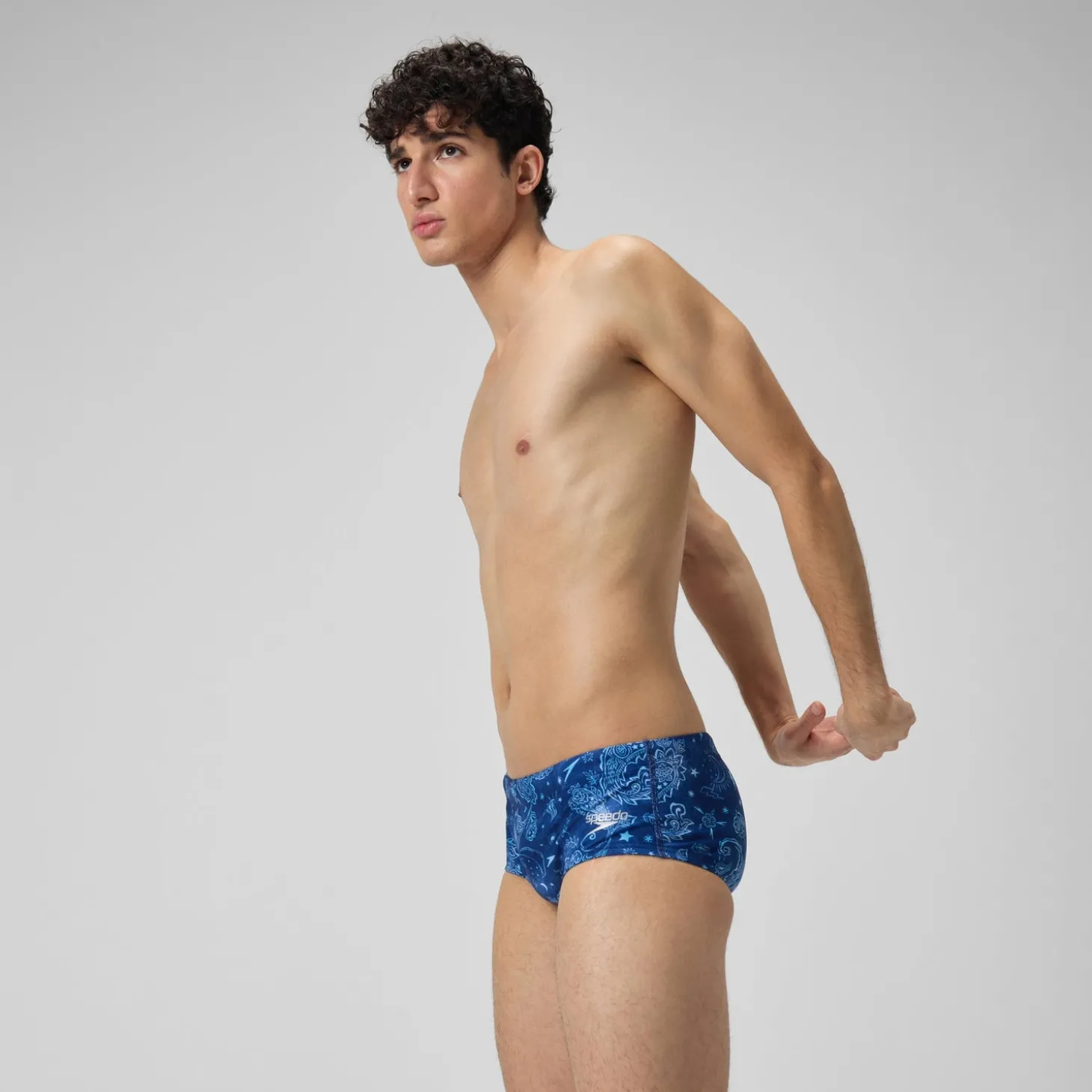 Fashion Slip de bain Hommes pour entraînement en club 13,5 cm Allover Bleu céruléen Homme Slips De Bain