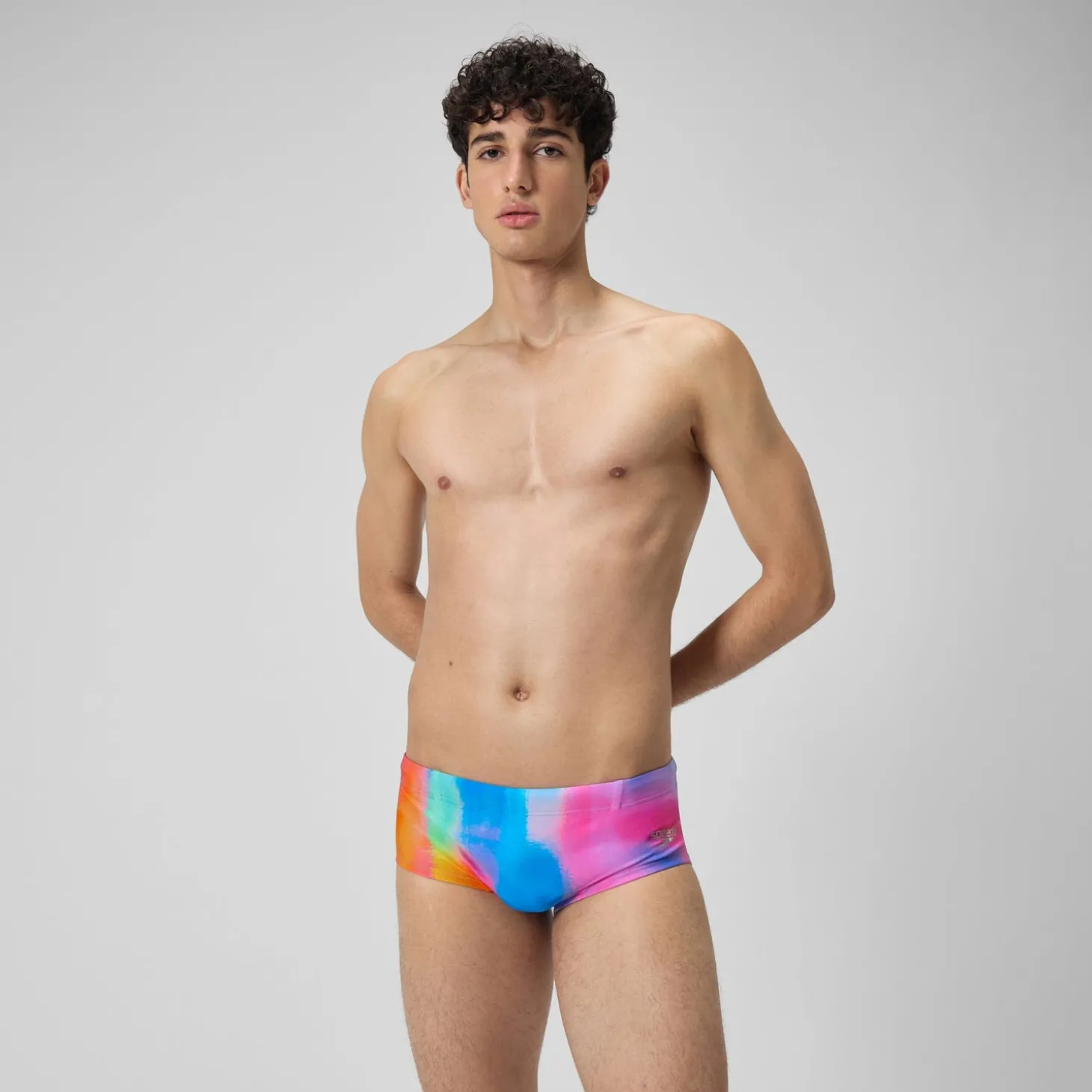 Clearance Slip de bain Hommes pour entraînement en club 13,5 cm Allover Rose kiki/Jus de citron/Bleu picton Homme Slips De Bain