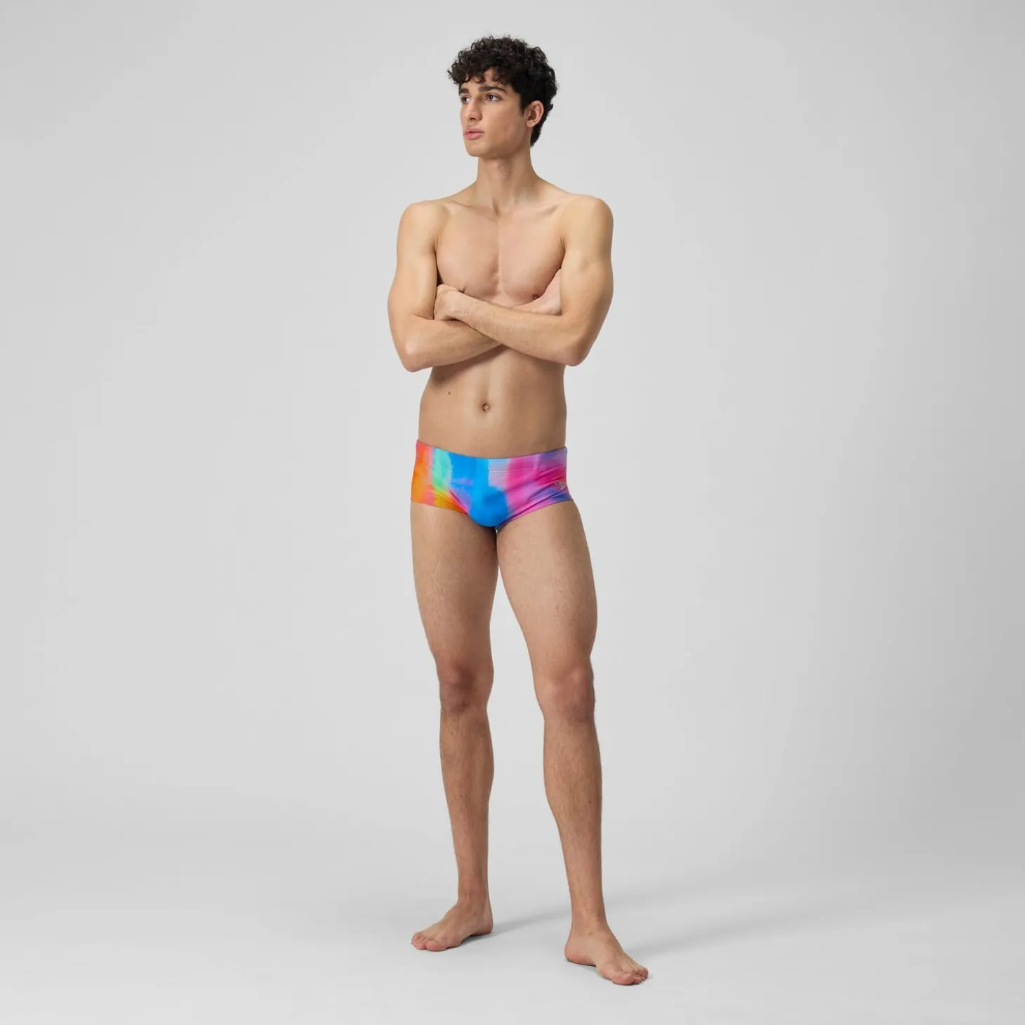 Clearance Slip de bain Hommes pour entraînement en club 13,5 cm Allover Rose kiki/Jus de citron/Bleu picton Homme Slips De Bain