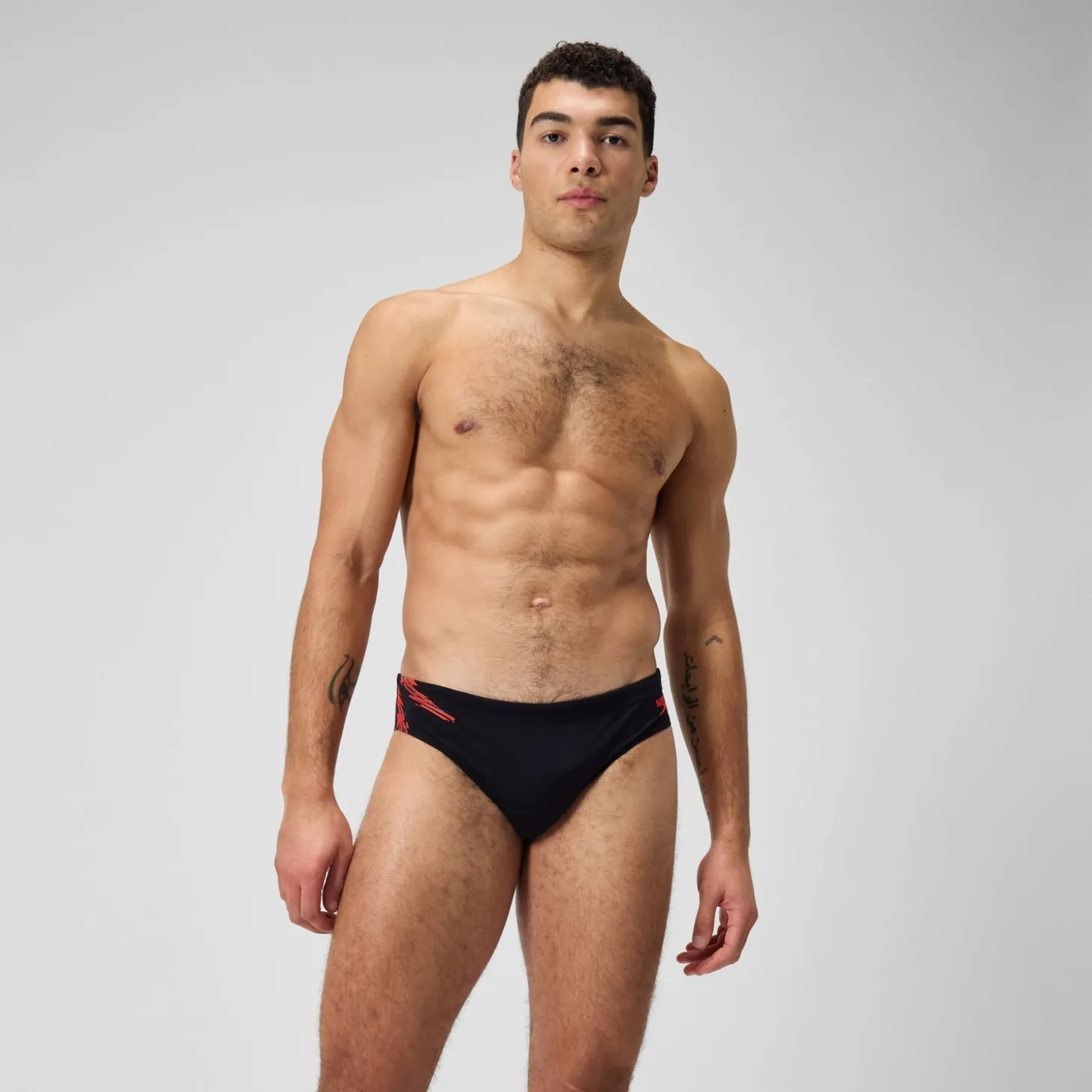 New Slip de bain Hommes Tech Panel 7 cm pour Hommes Noir/Rouge sirène/Gris USA Homme Slips De Bain