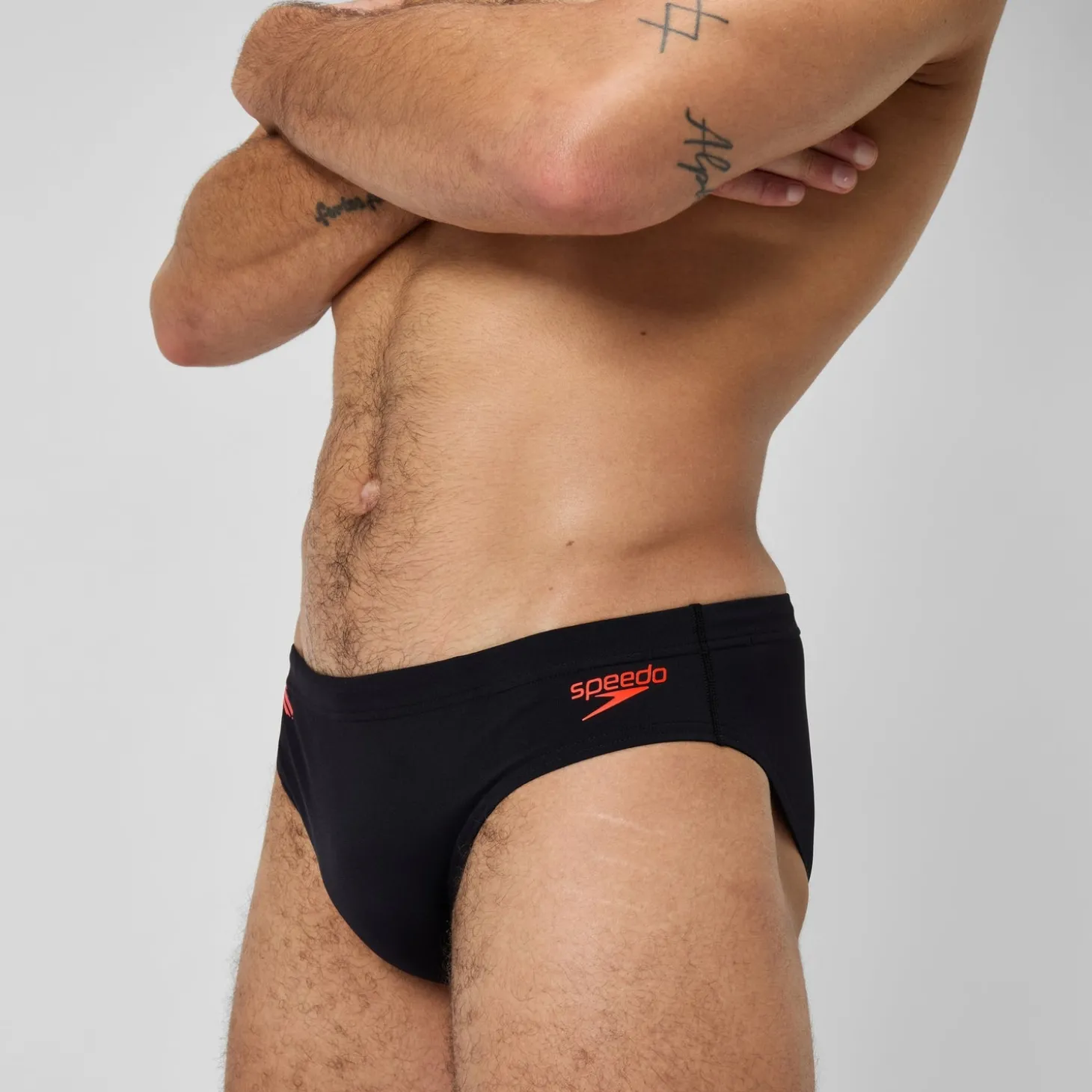 New Slip de bain Hommes Tech Panel 7 cm pour Hommes Noir/Rouge sirène/Gris USA Homme Slips De Bain